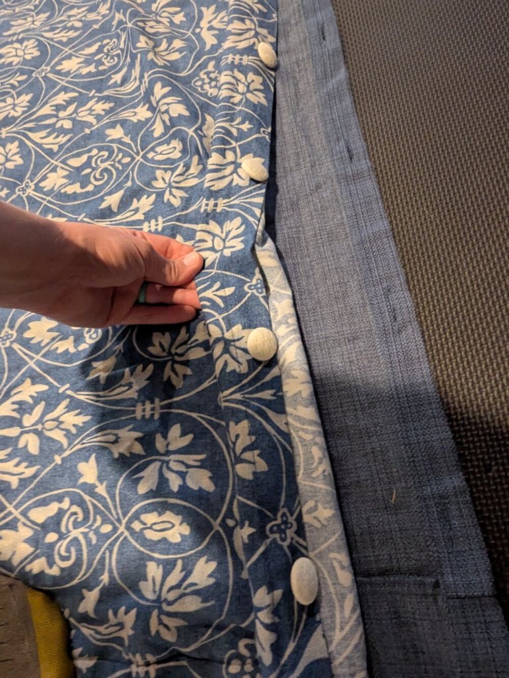 Eastern Accents Queen Duvet Cover, Blue Block Print - Picture 3 of 5